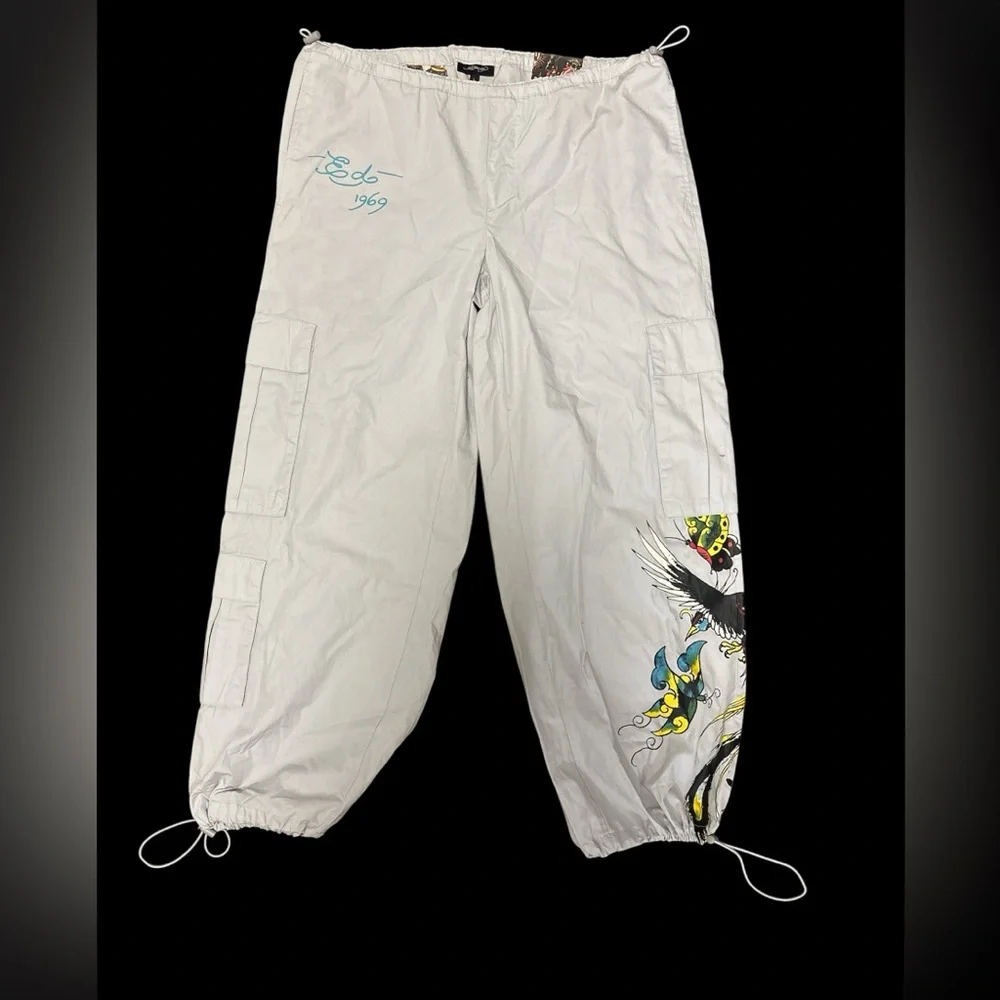 Ed Hardy 1969 Cargo Parachute Pants – Y2K Streetwear – Size L – NWT - Picture 2 of 10